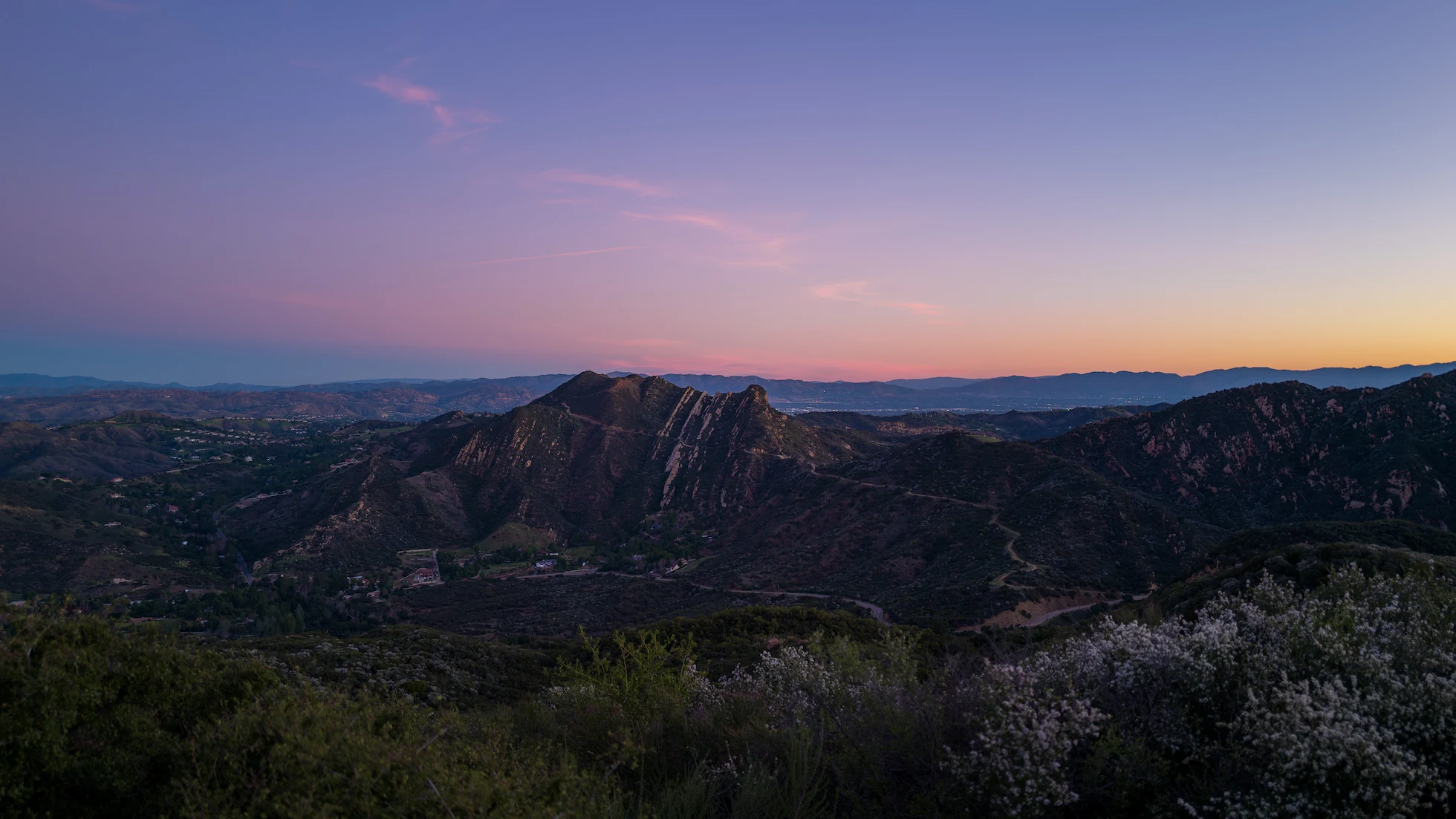 Pre-dawn light over Malibu Canyon